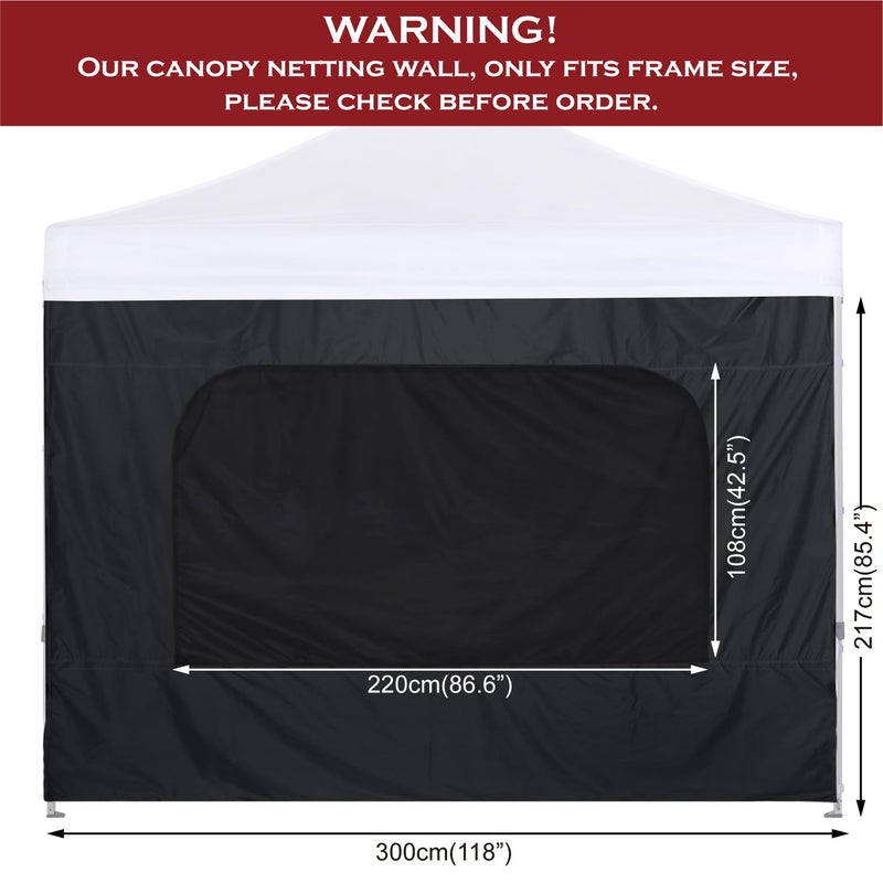 COOSHADE SunShade SideWall with Mesh Window for 10x10 Pop up Canopy Tent, 1 Pack Sunwall Only (Black) - Image 4